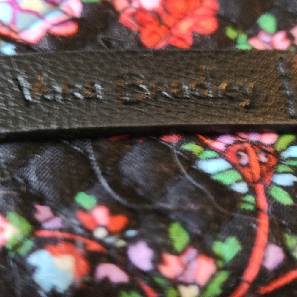 Vera Bradley Black Quilted Floral Crossbody with Pink Strap - Picture 6 of 9